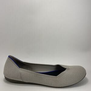 Rothy’s The Flat Round Toe Shoes Womens Size 10.5 Flax Birdseye Grey, Brown Sole